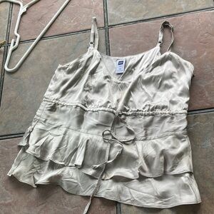 GAP Silver Ruffled Tie Front Camisole